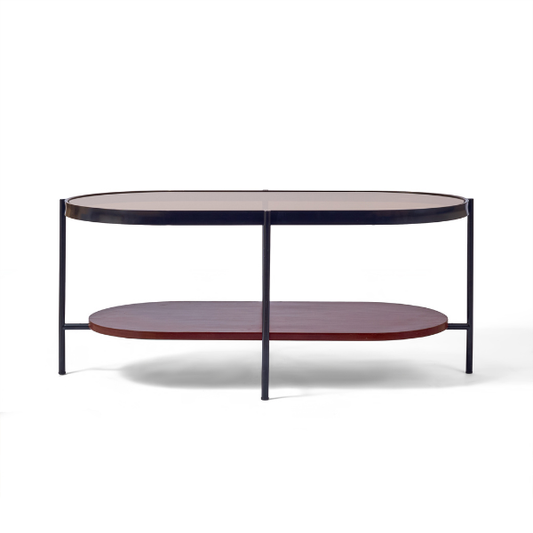 Oval Glass & Metal Coffee Table