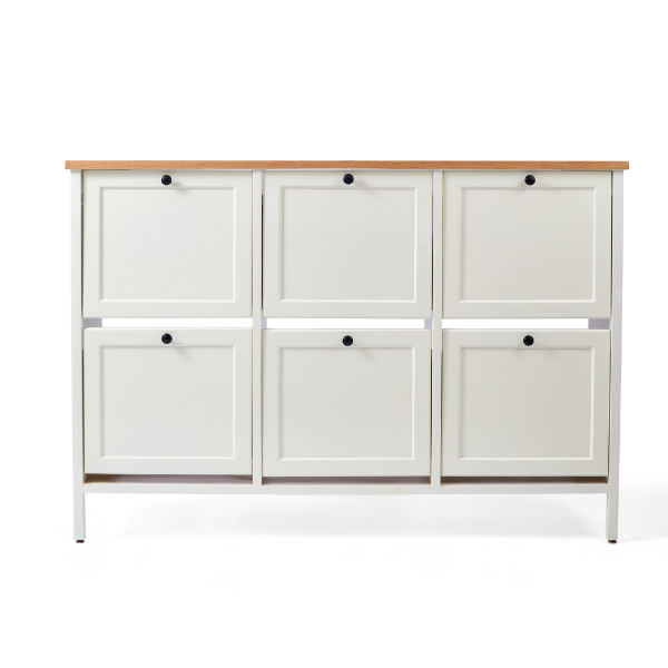 Wood & White Shoe Storage – 6 Units