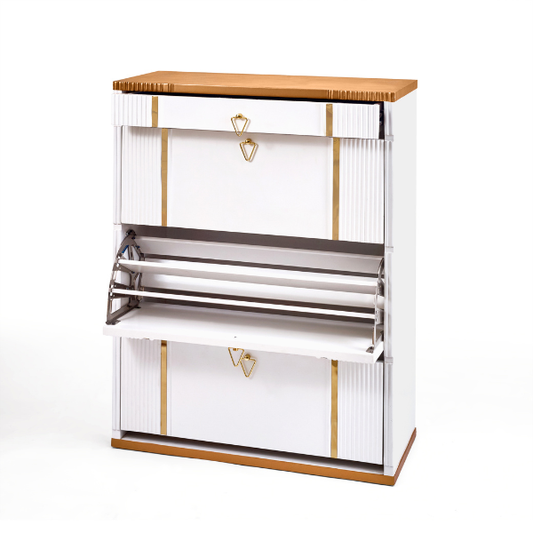 White & Gold Shoe Storage
