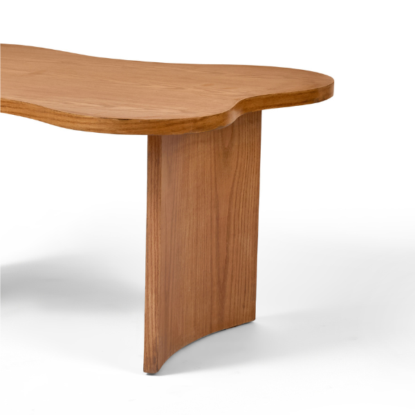 ترابيزة قهوة خشب طبيعي منحنية الشكل