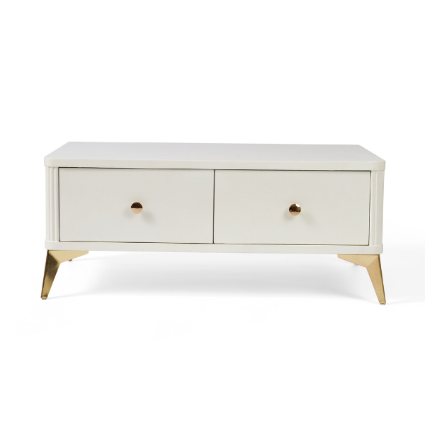 White Coffee Table with Gold Legs