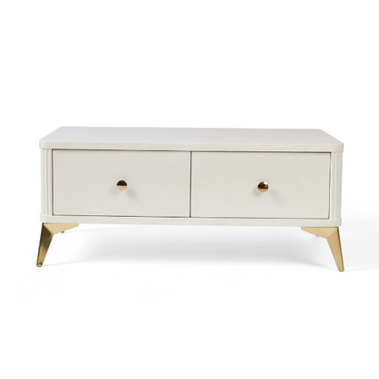 White Coffee Table with Gold Legs