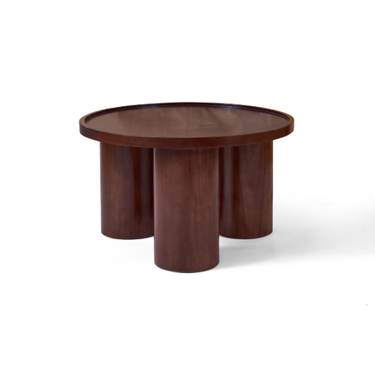 Round Dark Wood Coffee Table