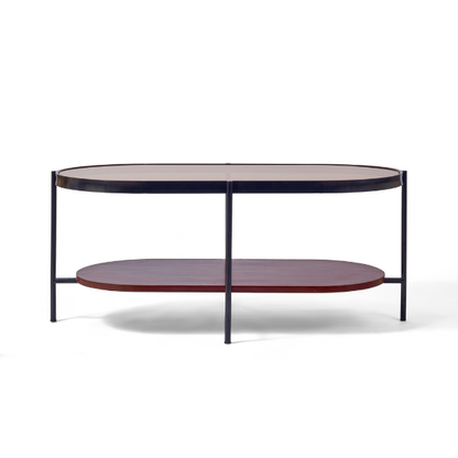 Oval Glass & Metal Coffee Table