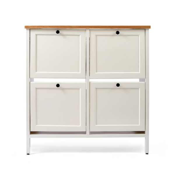 Wood & White Shoe Storage