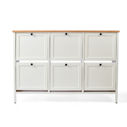 Wood & White Shoe Storage – 6 Units