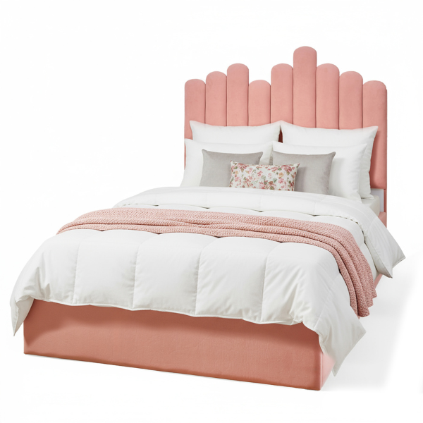 Natural Wood Storage Bed with Hydraulic Lift