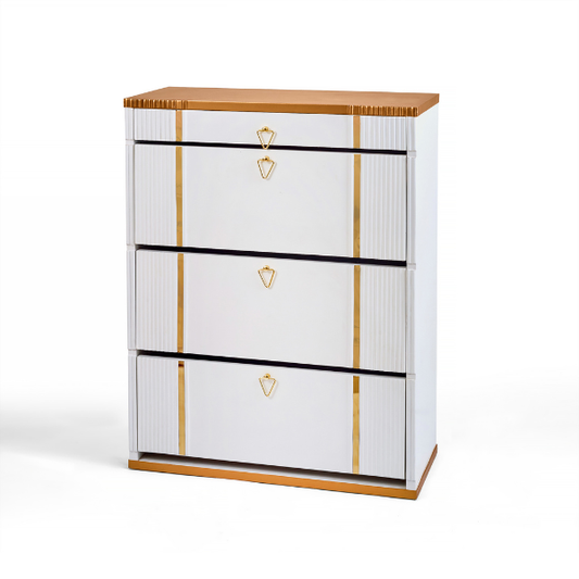 White & Gold Shoe Storage