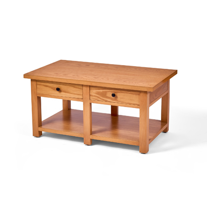 Natural Wood Coffee Table with Drawers