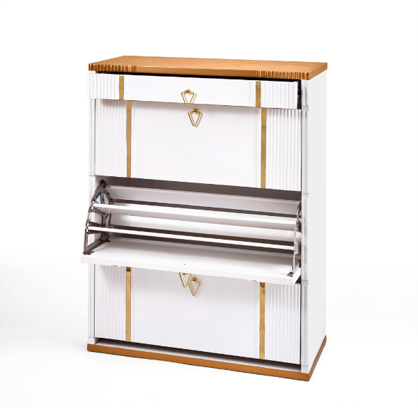 White & Gold Shoe Storage