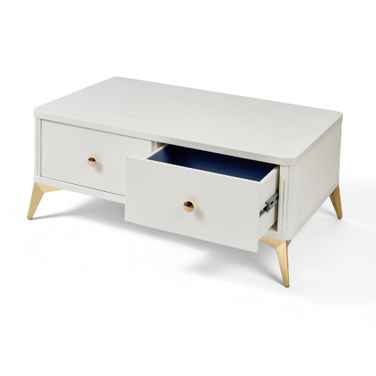 White Coffee Table with Gold Legs