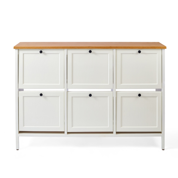 Wood & White Shoe Storage – 6 Units