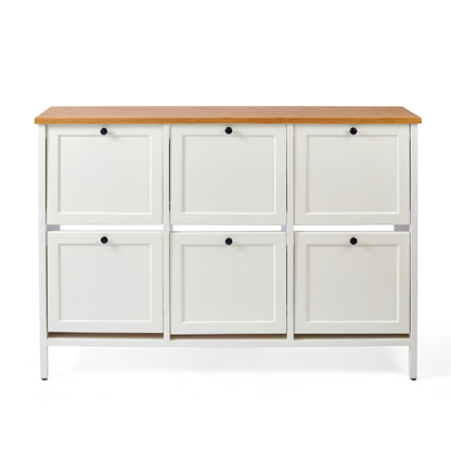 Wood & White Shoe Storage – 6 Units