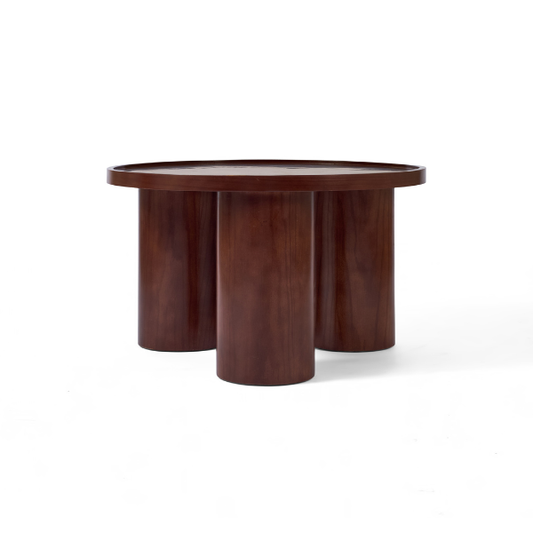 Round Dark Wood Coffee Table