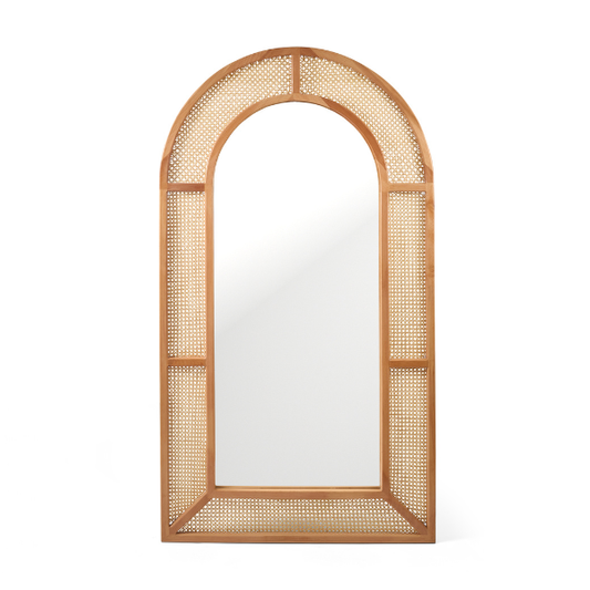 Natural Wood & Rattan Arch Mirror