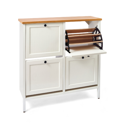 Wood & White Shoe Storage