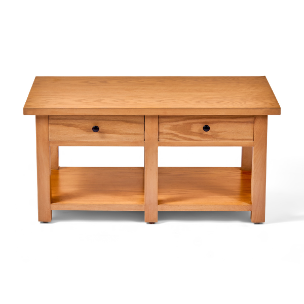 Natural Wood Coffee Table with Drawers
