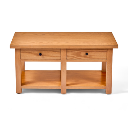 Natural Wood Coffee Table with Drawers