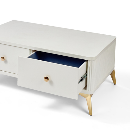 White Coffee Table with Gold Legs