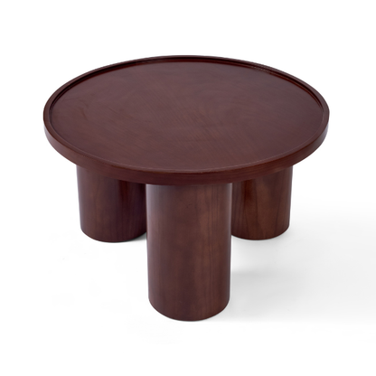 Round Dark Wood Coffee Table