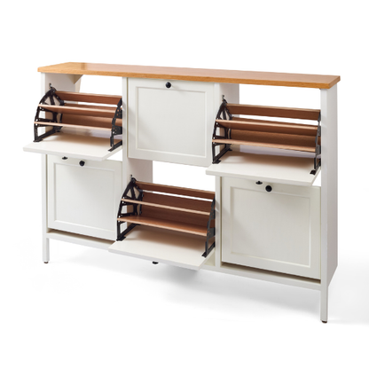 Wood & White Shoe Storage – 6 Units