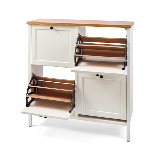 Wood & White Shoe Storage