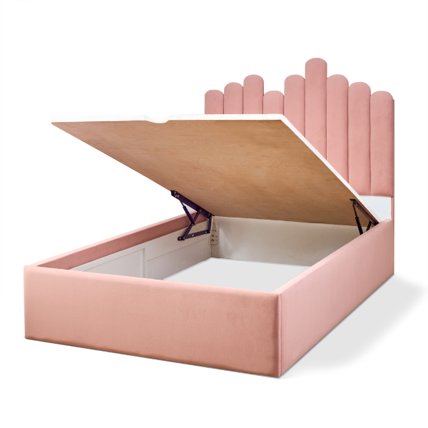 Natural Wood Storage Bed with Hydraulic Lift