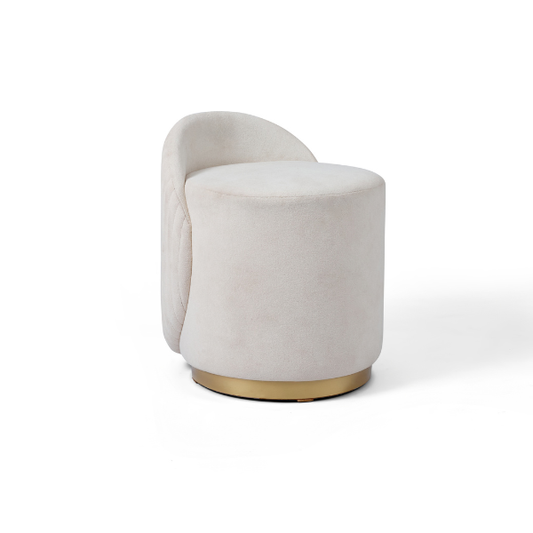 Upholstered Pouf with Stainless Steel Base
