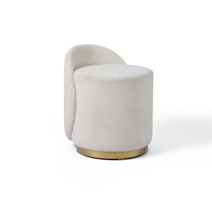 Upholstered Pouf with Stainless Steel Base