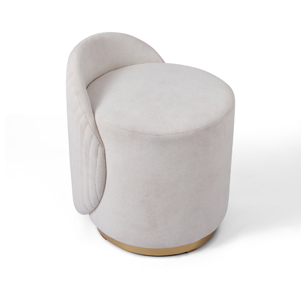 Upholstered Pouf with Stainless Steel Base