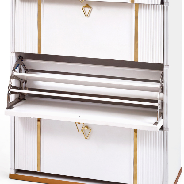 White & Gold Shoe Storage