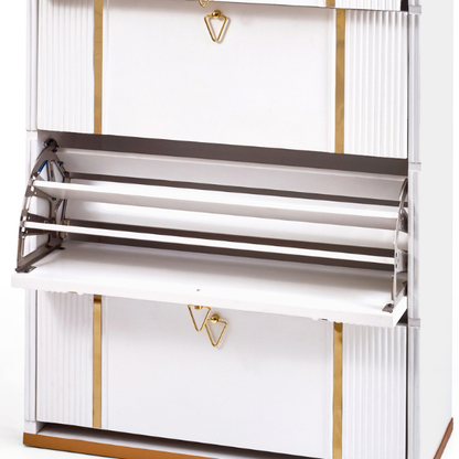 White & Gold Shoe Storage
