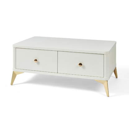 White Coffee Table with Gold Legs