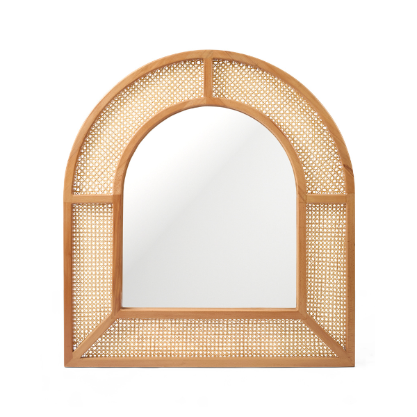 Natural Wood & Rattan Wall Mirror