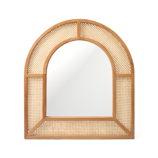 Natural Wood & Rattan Wall Mirror