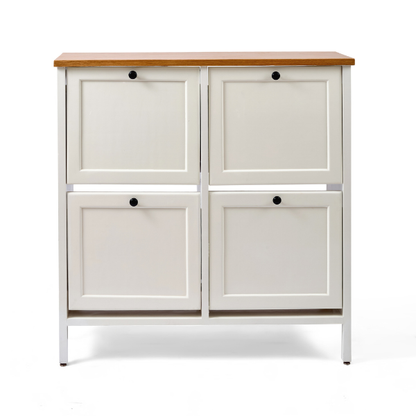 Wood & White Shoe Storage