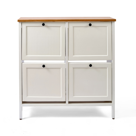 Wood & White Shoe Storage