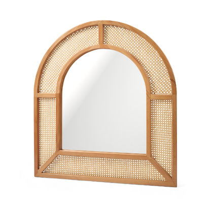 Natural Wood & Rattan Wall Mirror