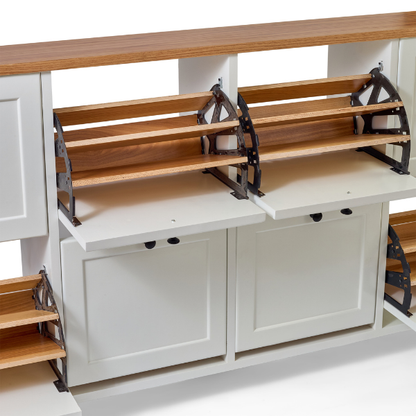 Wood & White Shoe Storage – 8 Units