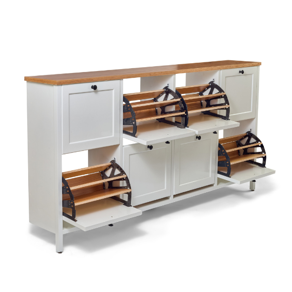 Wood & White Shoe Storage – 8 Units
