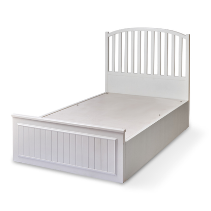 White Wooden Bed with Arched Headboard