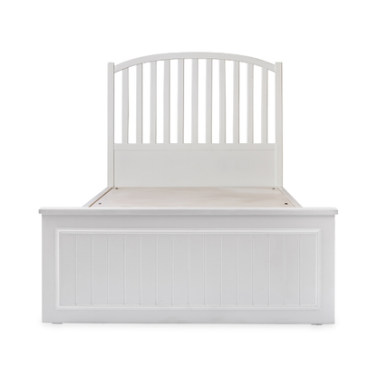 White Wooden Bed with Arched Headboard