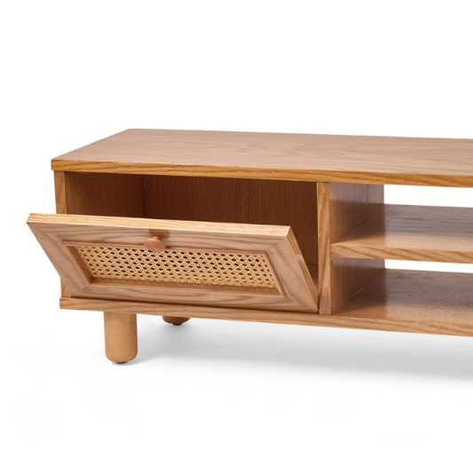 Natural Wood & Rattan TV Unit