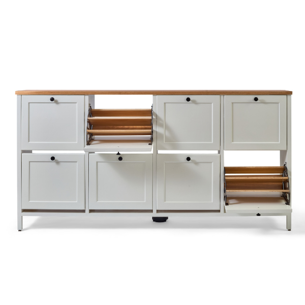 Wood & White Shoe Storage – 8 Units