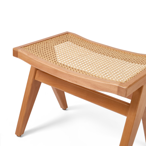 Natural Wood & Rattan Banquette