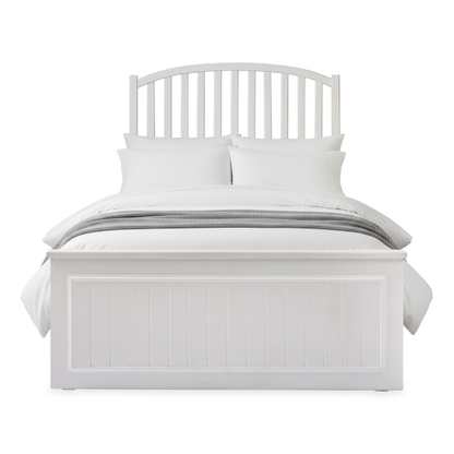 White Wooden Bed with Arched Headboard