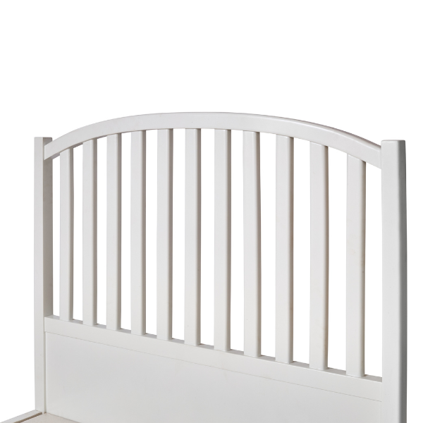 White Wooden Bed with Arched Headboard