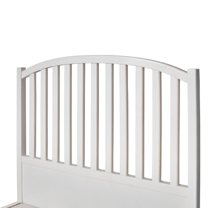 White Wooden Bed with Arched Headboard